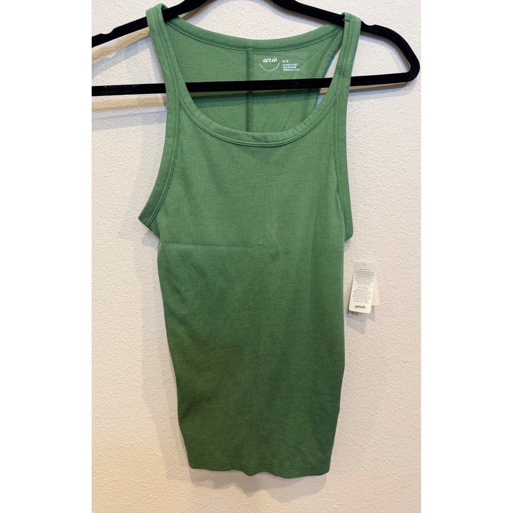 aerie Green Ribbed Tank Top